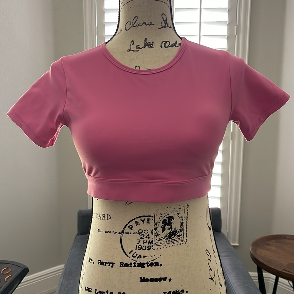 NVGTN Bubblegum Pink Cropped Open-Back Top, Medium - Picture 2 of 6